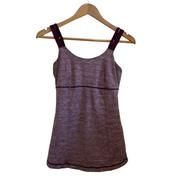 Lululemon Longline Bra Tank Size 6 Color Block Burgundy - Picture 1 of 5